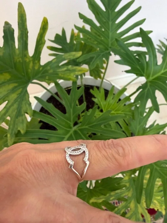 Solid Real 14K white Gold Designer look Ring with CZ stones size 8 - Picture 6 of 11